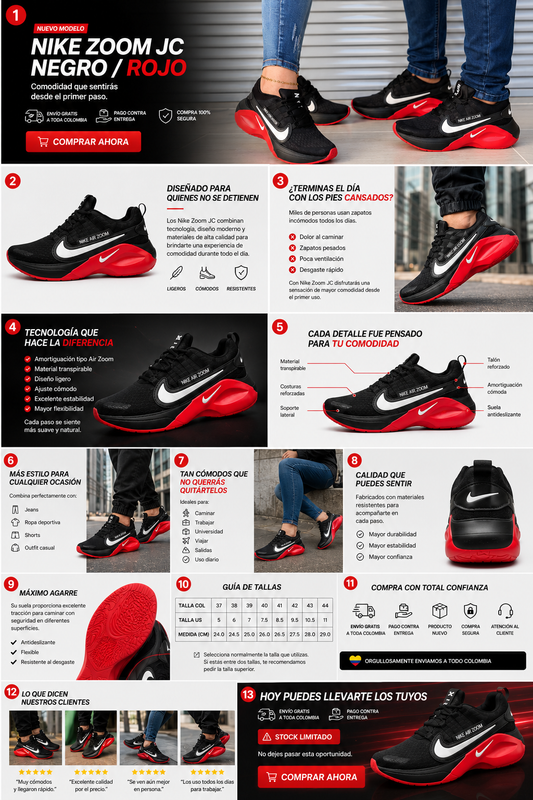 Bellos Nike Zoom J.c. Negro Rojo
